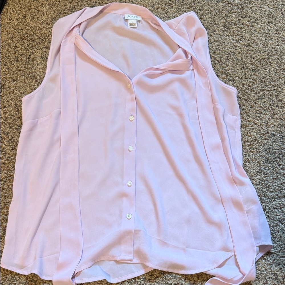 J. Crew Soft Pink Sleeveless Blouse with Tie Detail
